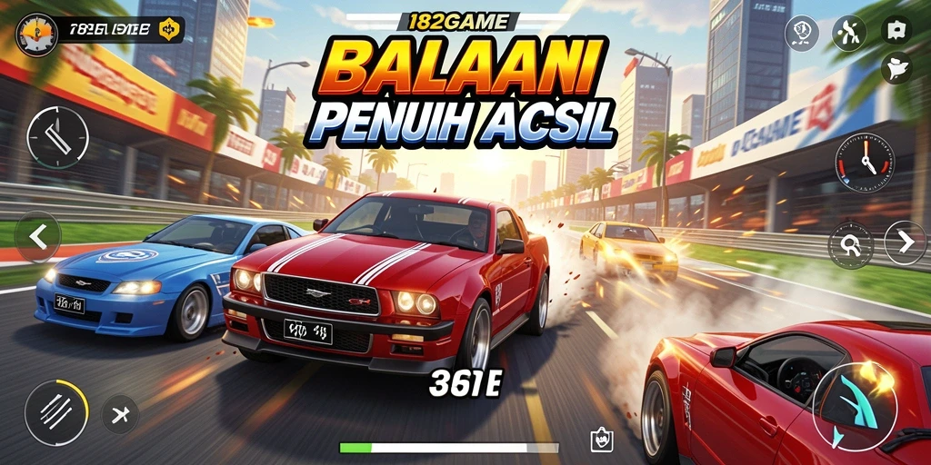 Screenshot gameplay menampilkan aksi balapan mendebarkan di 182GAME.