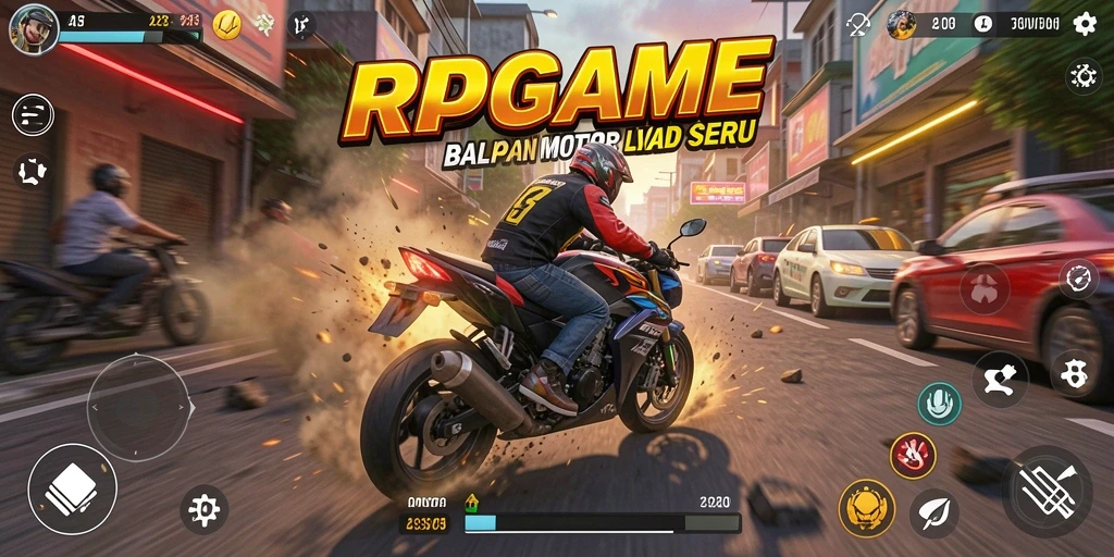 Tampilan gameplay RPGAME dengan aksi motor yang cepat dan mendebarkan.