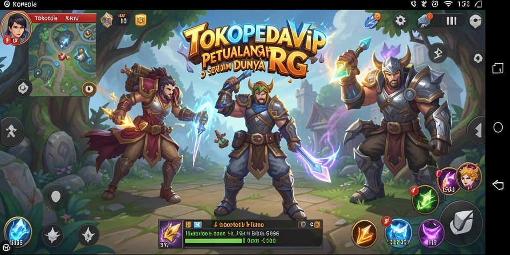 Screenshot utama TOKOPEDIAVIP menampilkan pertarungan RPG yang mendebarkan.