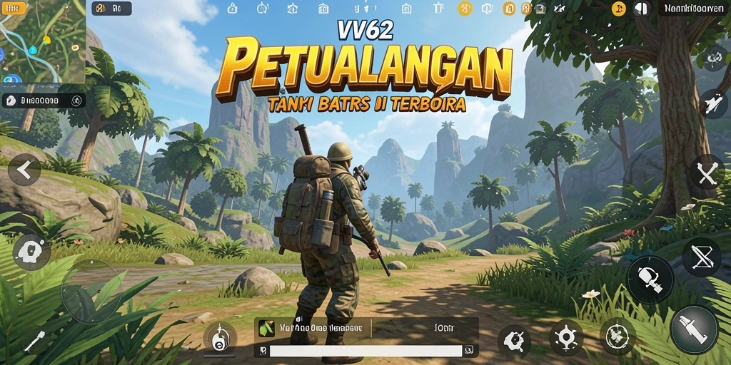 Screenshot utama menampilkan petualangan seru dalam dunia terbuka.